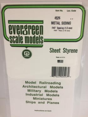 Evergreen Scale Models 4526 - .040in Opaque White Polystyrene Corrugated Siding (1 Sheet)
