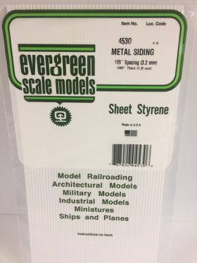 Evergreen Scale Models 4530 - .125in Opaque White Polystyrene Corrugated Siding (1 Sheet)