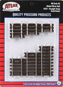 Atlas 524 - HO Code 83 Track - Straight Sections - 10-Piece Assortment
