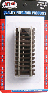Atlas Model Railroad 522 HO Code 83 Snap Track - 3 Inches Straight - 4 pcs in blister package