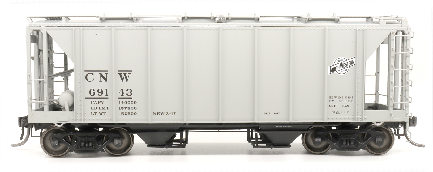 Intermountain 48687-06 HO 1958 Cu Ft 2 Bay Covered  Hopper- Closed Sides - Chicago and North Western #69383
