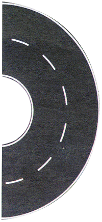 Busch 9711 - HO Flexible, Self Adhesive, Paved, 2-Lane Semicircle - White Markings