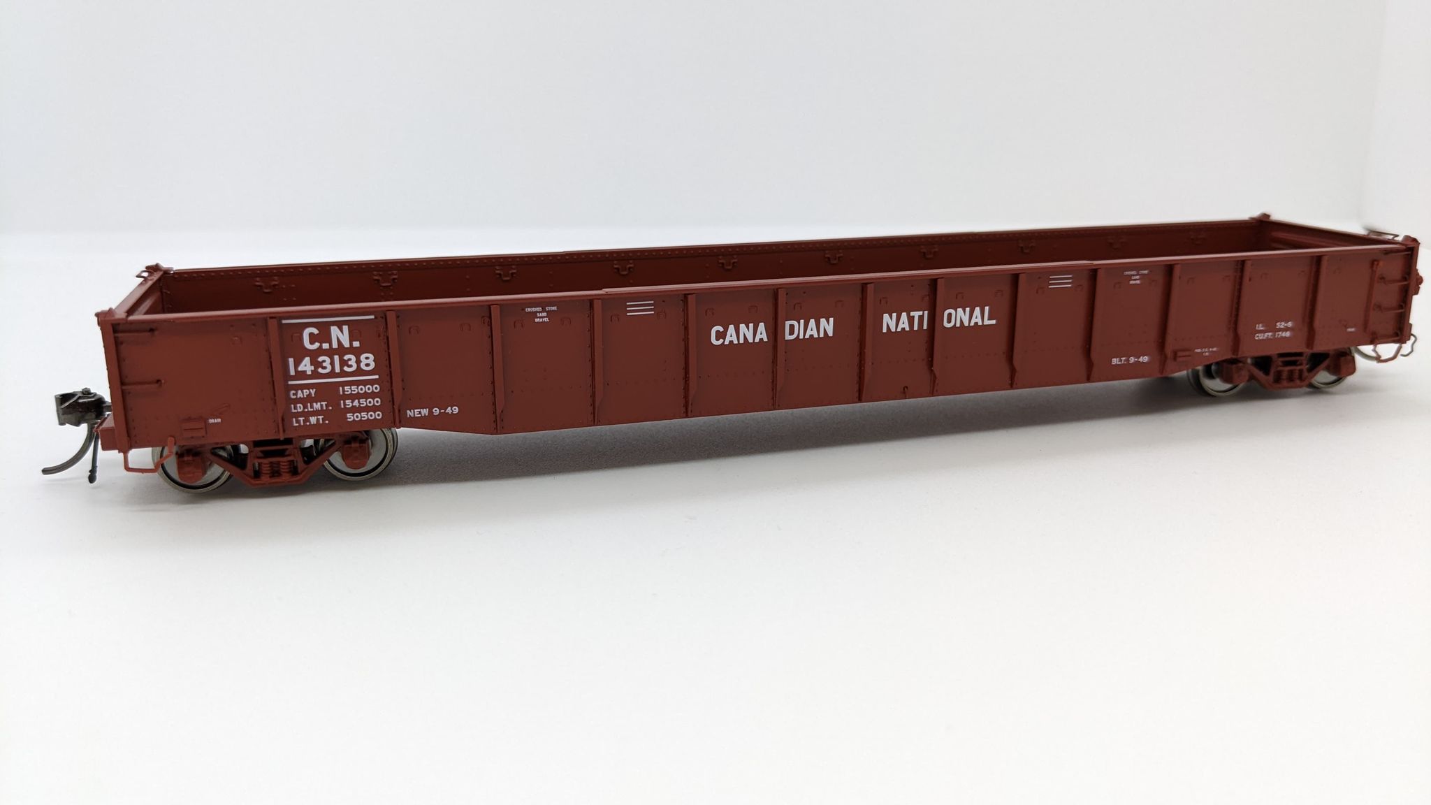 Rapido Trains 50048 - HO 52Ft 6In Mill Gondola: Canadian National - Delivery Scheme 6(pkg)