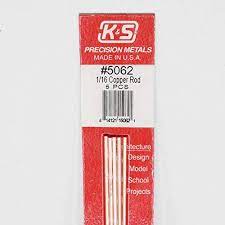 K&S Engineering 5062 All Scale - 12 inch Long Round Copper Rod - 1/16 inch Diameter (5 pkg)