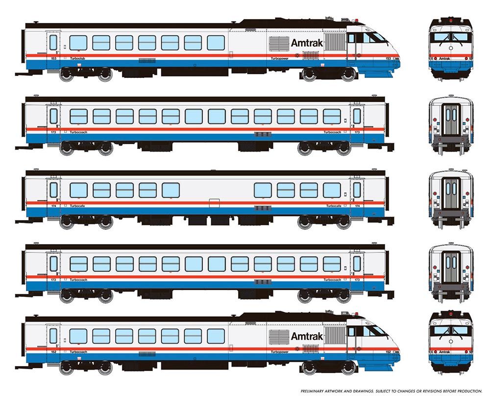 Rapido 525504 - N Scale RTL Turboliner - DCC & Sound - Amtrak (Phase III Late) Set #4
