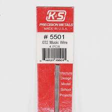 K&S Engineering 5501 All Scale - 12 inch Long Round Music Wire - 0.032inch Diameter pkg(4)