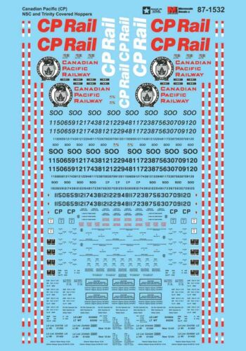 Microscale 601532 - N Scale Railroad Decal Set -- Canadian Pacific NSC and Trinity Covered Hoppers