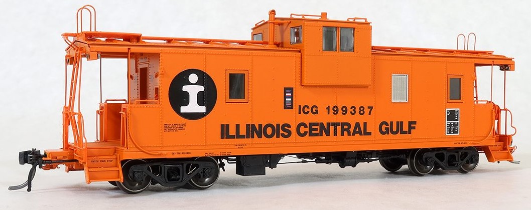 Tangent 60211-03 - HO IC Centralia Steel Wide-vision Caboose - Illinois Central Gulf (IC Orange I-Ball Repaint 1974+) #199414