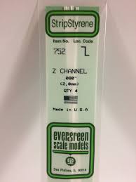 Evergreen Scale Models 752 - Opaque White Polystyrene Z Channel .080In x 14In (4 pcs pkg)