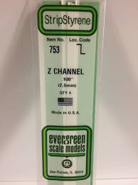 Evergreen Scale Models 753 - Opaque White Polystyrene Z Channel .100In x 14In (4 pcs pkg)