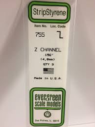 Evergreen Scale Models 755 - Opaque White Polystyrene Z Channel .156In x 14In (3 pcs pkg)