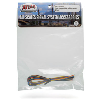 Atlas Model Railroad Co. 70000051 Signal Attachment Cable - All Scales Signal System Dual 4-pin harness DIY set