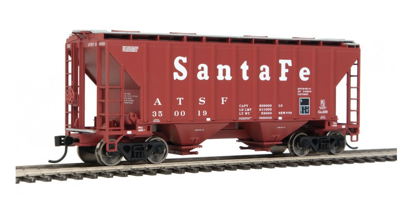 Walthers Mainline 7950 - HO RTR 37ft 2980 Cubic-Foot 2-Bay Covered Hopper - Santa Fe (ATSF) #350019