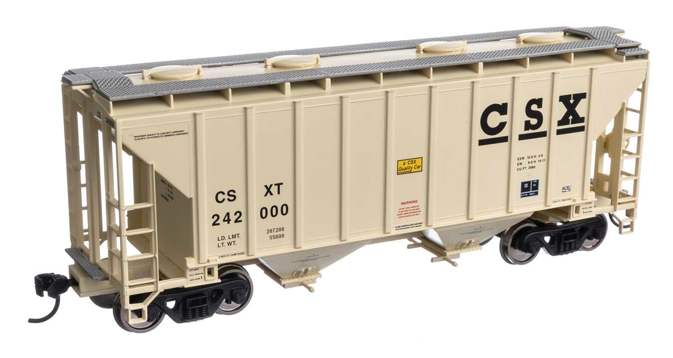 Walthers Mainline 7981 - HO 37ft 2980 Cubic-Foot 2-Bay Covered Hopper - CSX #242121