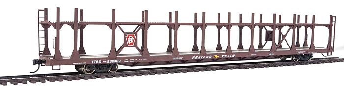 Walthers Mainline 8024 - HO 89ft Flatcar w/ Bi-Level Open Auto Rack - Pennsylvania Rack, Trailer Train Flatcar (TTBX) #930036