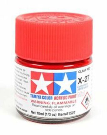 Tamiya Paints 81027 - X-27 Acrylic Glossy Colors - Clear Red - 3/4oz (23mL) Bottle