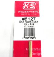 K&S Engineering 8127 All Scale - 1/8 inch OD Round Brass Tube 0.014inch Thick x 12inch Long