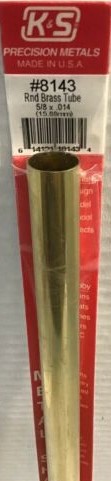K&S Engineering 8143 All Scale - 5/8 inch OD Round Brass Tube 0.014inch Thick x 12inch Long