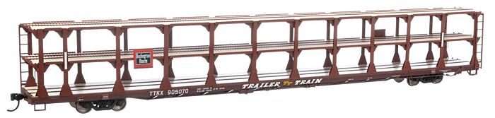 Walthers Mainline 8201 - HO 89Ft Flatcar w/Tri-Level Open Auto Rack - Chicago, Burlington & Quincy / Trailer-Train TTKX #905070