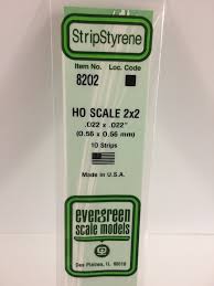 Evergreen Scale Models 8202 - Opaque White Polystyrene HO Scale Strips (2x2) .022In x .022In x 14In (10 pcs pkg)