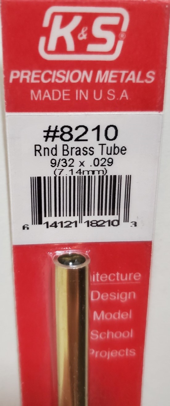 K&S Engineering 8210 All Scale - 9/32 inch OD Round Brass Tube - 0.029inch Thick x 12inch Long