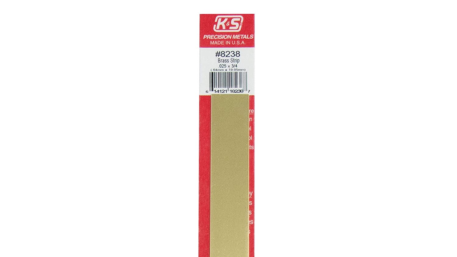 K&S Engineering 8238 All Scale - Brass Strip - 12inch x 3/4inch x .025inch