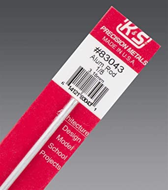 K&S Engineering 83043 All Scale - 12inch Long Round Aluminum Rod - 1/8 inch Diameter