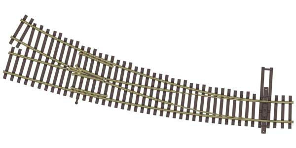 WalthersTrack HO 83068 Code 83 Nickel Silver DCC-Friendly Curved Turnout - 24 and 36in Radii - Right Hand
