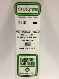 Evergreen Scale Models 8410 - Opaque White Polystyrene HO Scale Strips (4x10) .043In x .112In x 14In (10 pcs pkg)