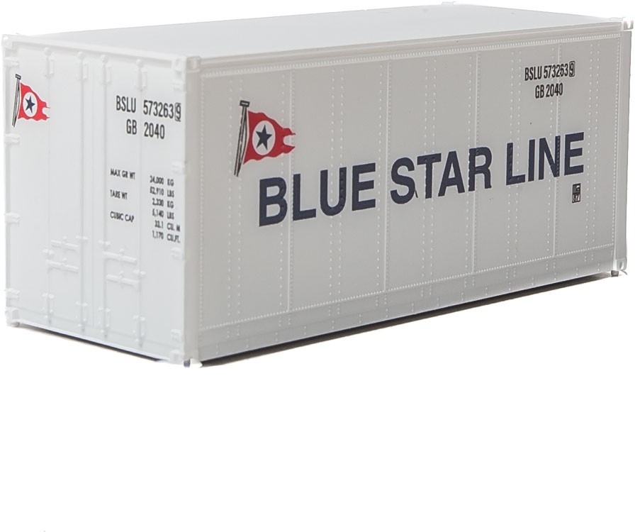 Walthers SceneMaster 8661 HO - 20ft Smooth-Side Container - Blue Star Line