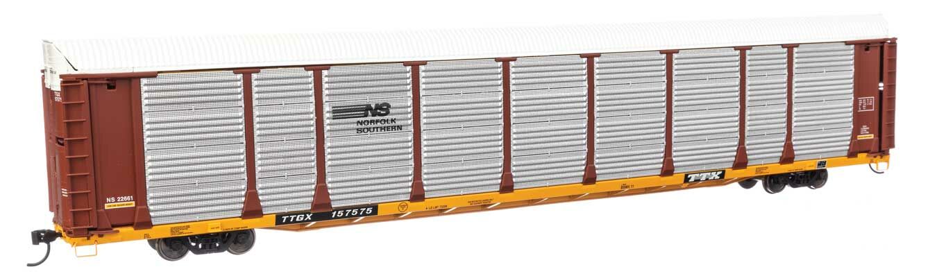 Walthers Proto 101524 - HO 89ft Thrall Bi-Level Auto Carrier - NS/TTGX #157486