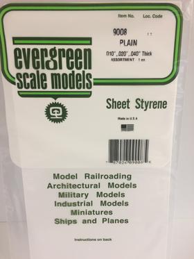 Evergreen Scale Models 9008 - Plain Opaque White Polystyrene Three Sheet Assortment Pack
