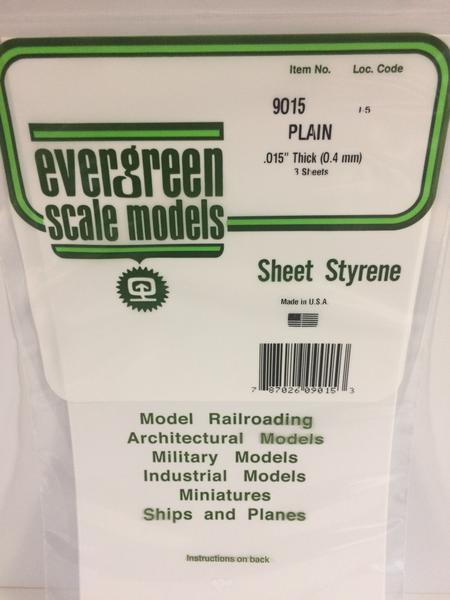 Evergreen Scale Models 9015 - .015in Plain Opaque White Polystyrene Sheet (3 Sheets)