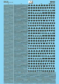 Microscale 90152 - HO Alphabets - Extended Bold Gothic - Black-1/4th, 1/16th, 3/64 - Waterslide Decals