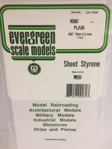 Evergreen Scale Models 9060 - .060in Plain Opaque White Polystyrene Sheet (1 Sheet)