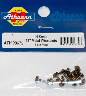Athearn 90675 - N Scale 33 Inch Metal wheel Set - 8/pkg