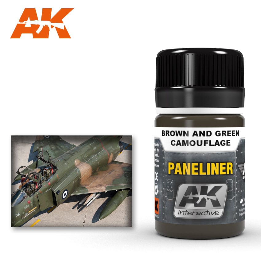 AK Interactive 2071 Air Series Paneliner Brown and Green Camouflage  Enamel Paint 35ml