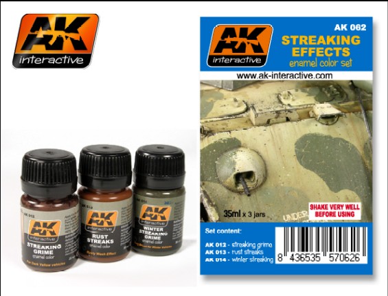 AK Interactive 62 Streaking Effects Enamel Paint Set (12, 13, 14)