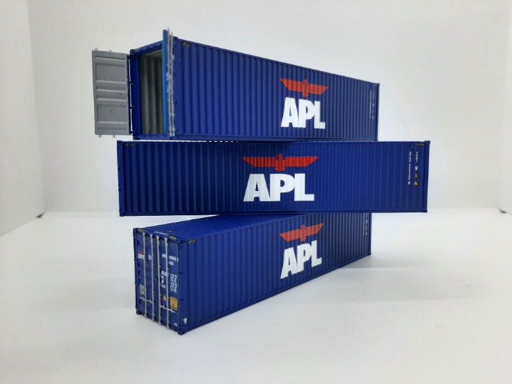 Aurora Miniatures Inc HCBAPT1 - HO 40ft Hi-Cube Dry Containers - APL (3pk) - 1st run