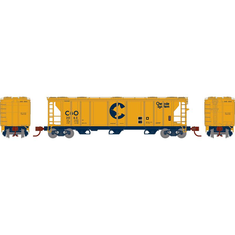 Athearn 28347 - N Scale PS-2 2893 3-Bay Covered Hopper - Chessie C&O #2063