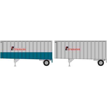 Athearn RTR 29043 - HO 28ft Trailers w/Dolly - Transcon (2pk)
