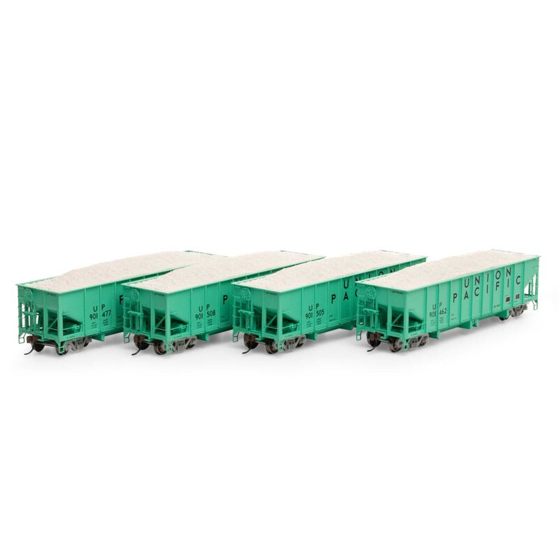 Athearn 140-7649 HO - 40ft Ribbed 3-bay Ballast Hopper - Union Pacific - #1 - 4pack 