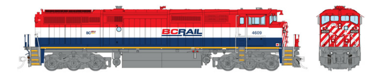 Rapido 24019 - HO Dash 8-40CM - DCC Ready - BC Rail: R/W/B w/ Frame Stripe #4621