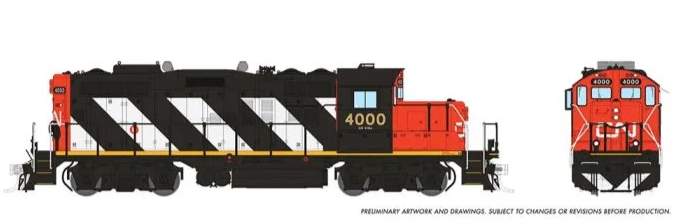 Rapido 41501 - HO GP9RM - DCC & Sound - Canadian National (Stripes) #4000
