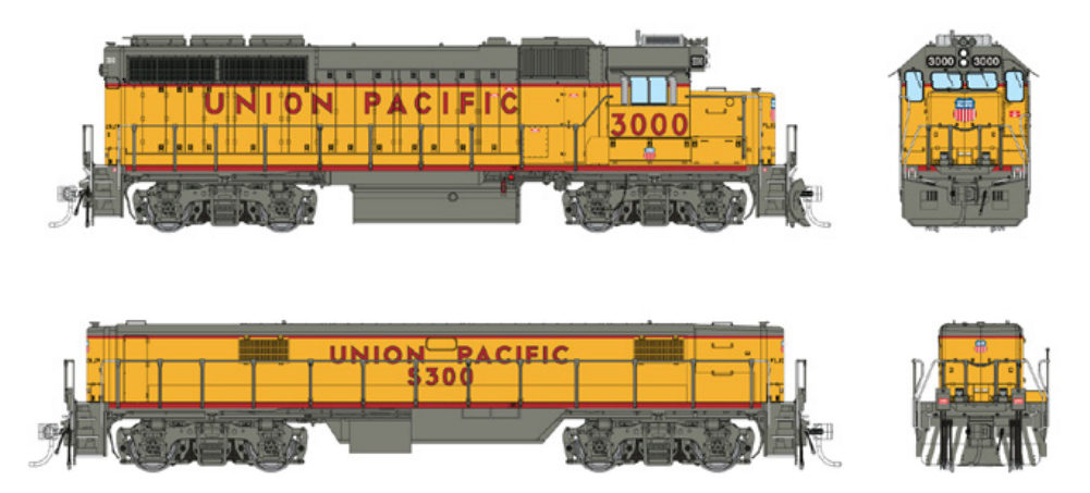 Rapido 40029 - HO EMD GP40 Mother and Slug - DCC Ready - Union Pacific #3000, S-300