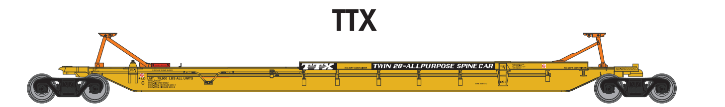 Athearn 64018 HO Scale - RTR 57Ft trinity 3-unit Spine Car - TTRX #361001
