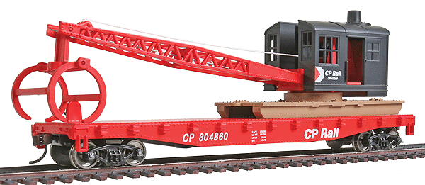 Walthers Trainline 1781 - HO Flatcar w/Logging Crane - CP Rail #304860