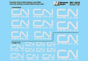 Microscale MC-5010 - HO Canadian National - Grey Web Address Logo - Various Sizes - Decals