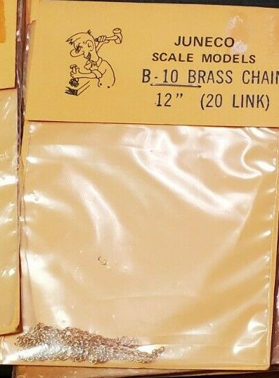 Juneco Scale Models B-10 - HO 12in Brass Chain - 20 Link