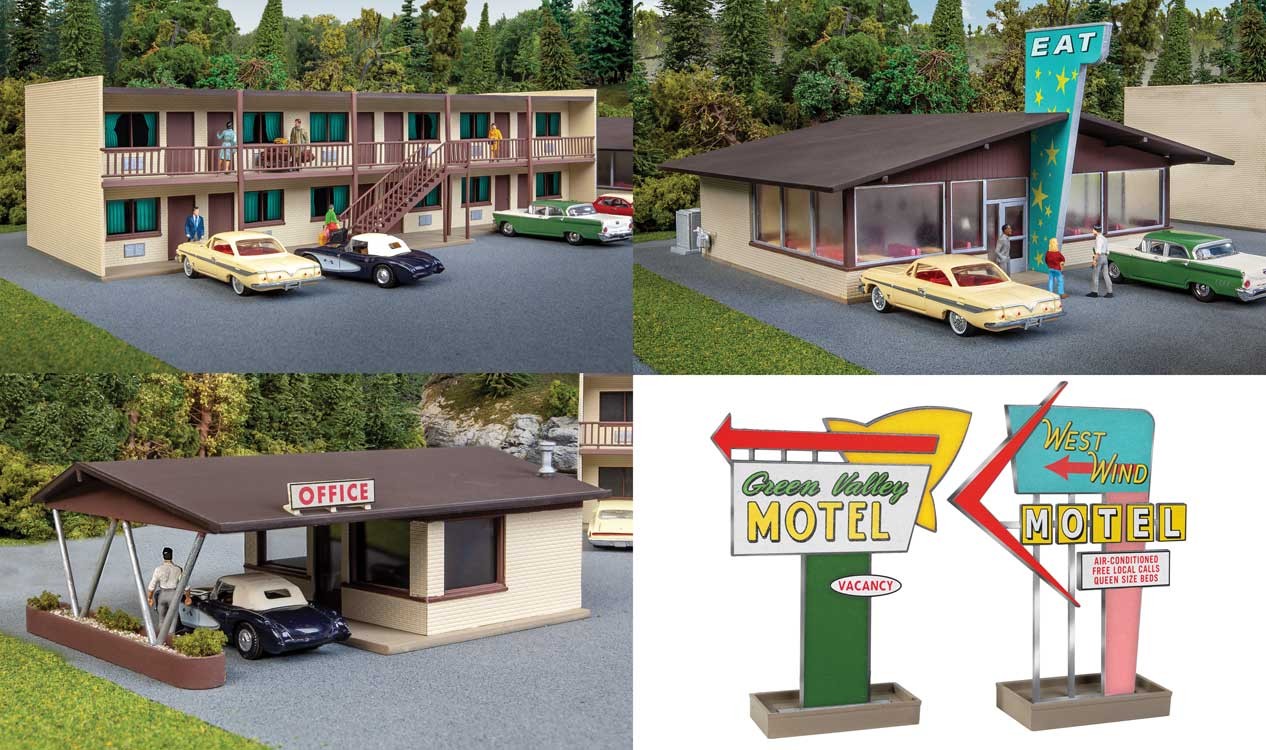 Walthers Cornerstone 3487 - HO Vintage Motor Hotel with Office and Restaurant - Kit